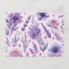 Postal Flor de Lavanda Estética Púrpura Pastel