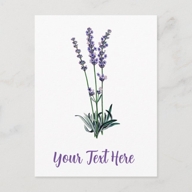 Postal Flor de lavanda veneciana personalizada (Anverso)