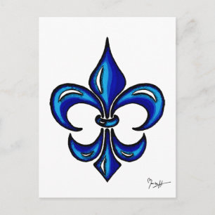 Postal Flor de lis en azul