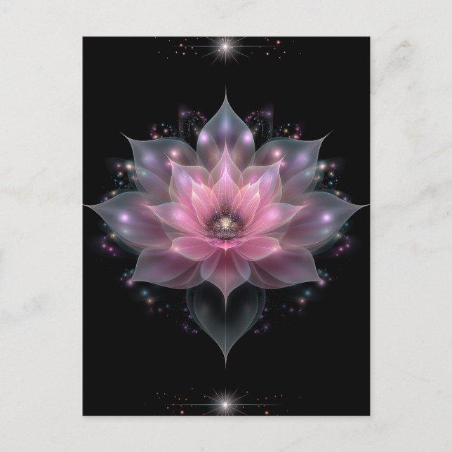 Postal Flor de Loto Luminosa - Floral Rosa y Negro (Anverso)