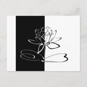 Postal Flor de Loto Negra Blanca Yin Yang