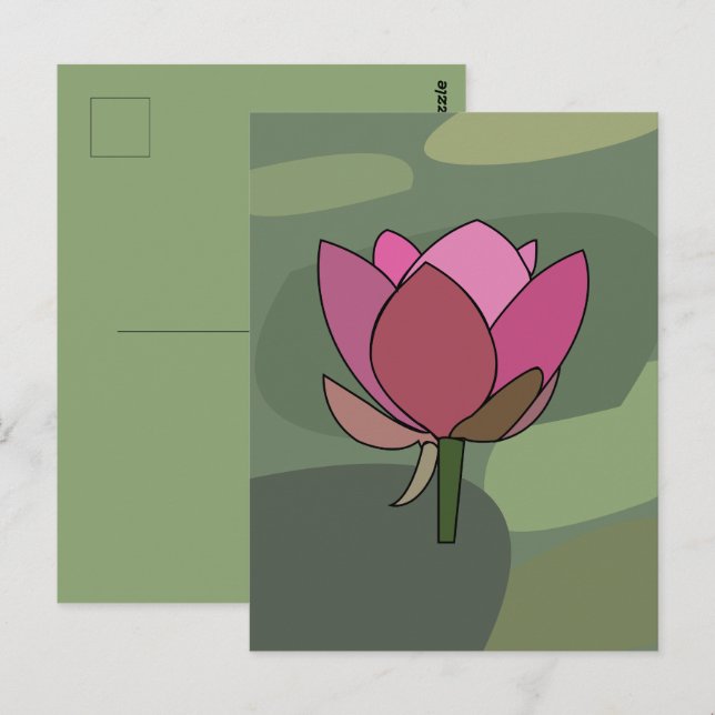 Postal Flor de Loto Rosa Floral (Anverso / Reverso)
