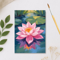 Flor de Loto Rosa Nenúfar Acuarela Estanque