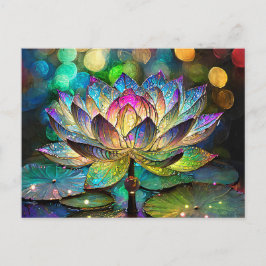 Postal Flor de Loto Vibrante de Vidrio Teñido