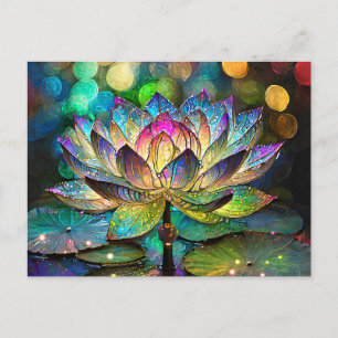 Postal Flor de Loto Vibrante de Vidrio Teñido