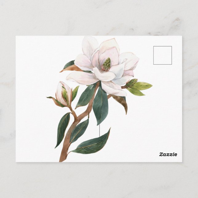 Postal flor de magnolia acuarela (Reverso)