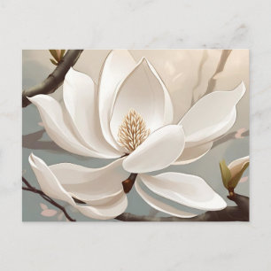 Postal Flor de magnolia blanca grande