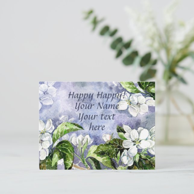 Postal Flor de manzano  (Anverso de pie)