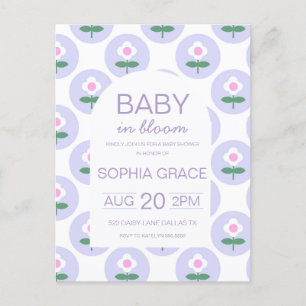 Postal Flor de margarita rosada de Baby Shower Cute