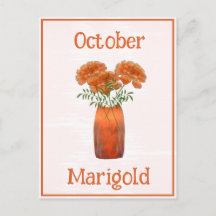 Flor de Marigold acuarela cumpleaños de octubre