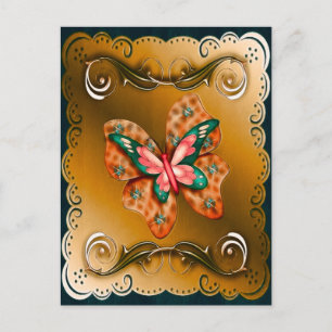 Postal Flor de mariposa bordeada