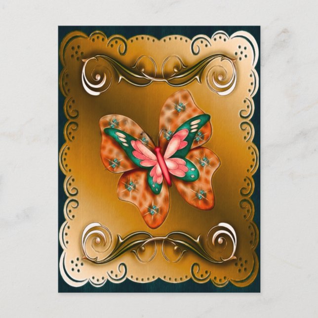 Postal Flor de mariposa bordeada (Anverso)