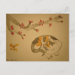 Postal Flor de mariposa y ciruela