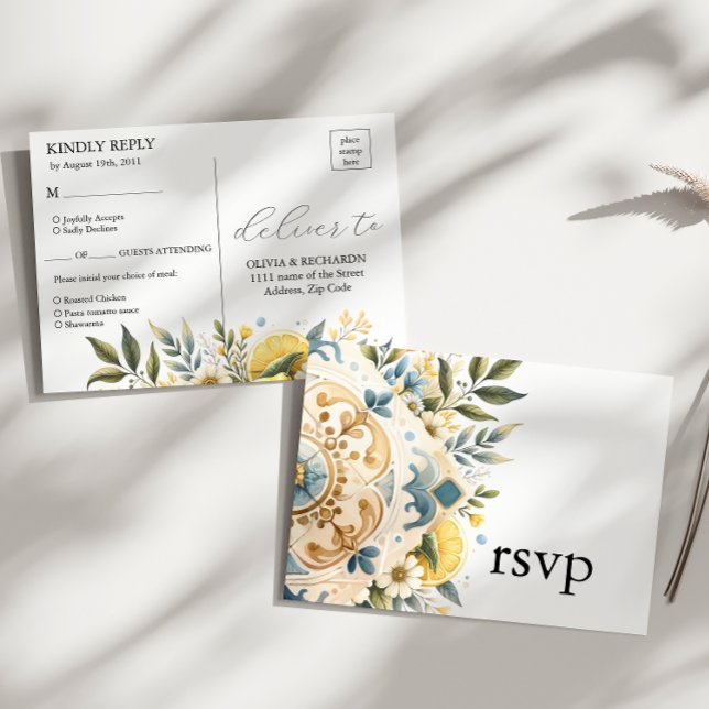 Postal Flor de mosaico mediterránea Positano limón (Subido por el creador)