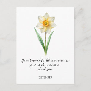 POSTAL FLOR DE NACIMIENTO DE DICIEMBRE NARCISOS EN ACUARE