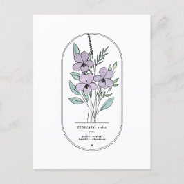 Postal Flor de nacimiento de violeta de febrero 