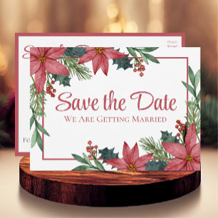 Postal Flor de Nochebuena, Floral de Navidad, Boda, Save 