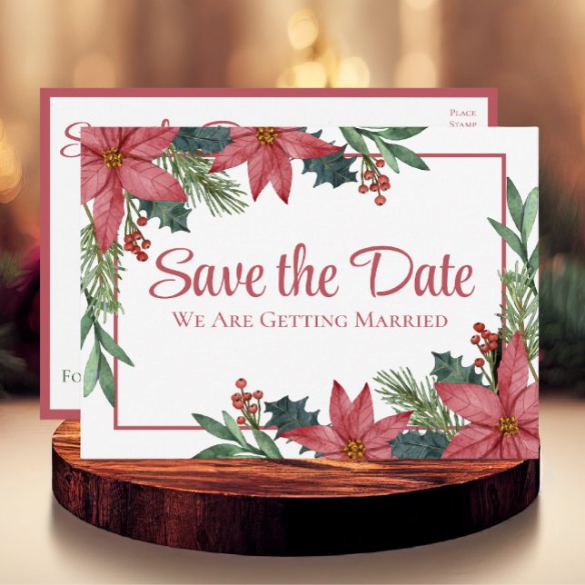 Postal Flor de Nochebuena, Floral de Navidad, Boda, Save  (Subido por el creador)