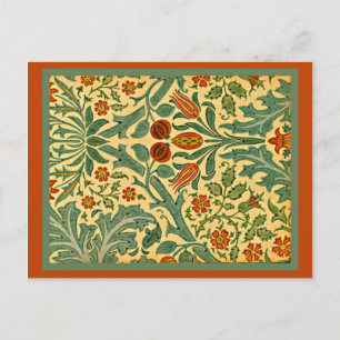 Postal Flor de otoño, famoso patrón de William Morris