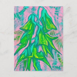 Postal Flor de pájaro australiana, rosa verde floral trop