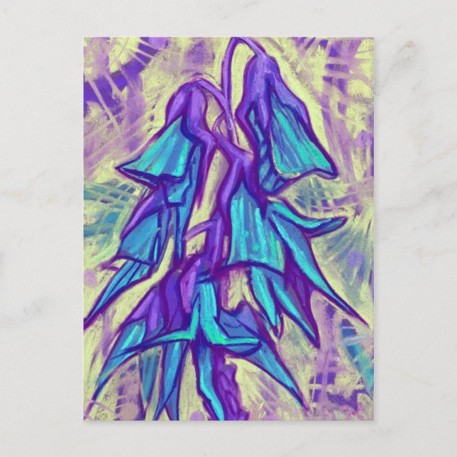 Postal Flor de pájaro australiana, turquesa floral tropic (Anverso)
