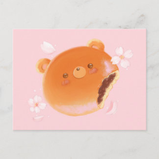 Postal Flor de panadería pintada de oso dulce Sakura y An
