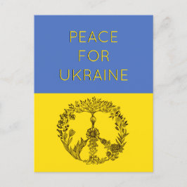 Postal Flor de paz dibujando bandera azul y amarilla ucra