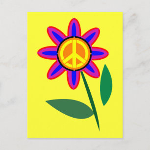 Postal Flor de paz - Signo de paz Arte pop
