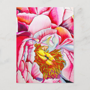 Postal Flor de peonía rosa acuática
