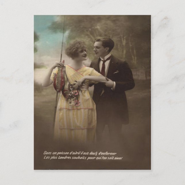 Postal Flor de pescado Victoriana Pareja Poisson d'avril (Anverso)