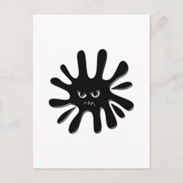 Postal Flor de pintura negra furiosa (Anverso)