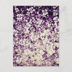 Postal Flor de poder en violeta de medianoche, arte de or