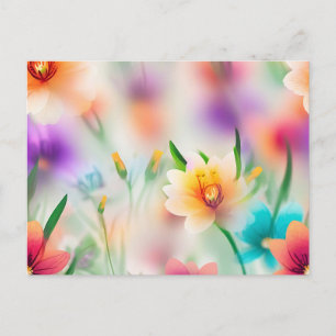 Postal Flor de primavera con fondo borroso