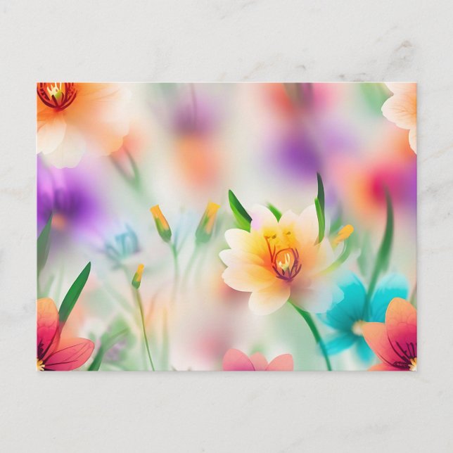 Postal Flor de primavera con fondo borroso (Anverso)