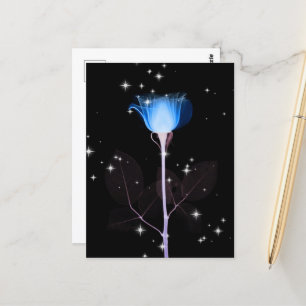 Postal Flor de rayos X esparcido - Azul