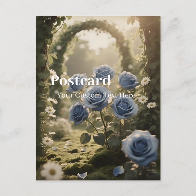 Postal Flor de Rosa Azul – Mensaje Romántico Elegante (Anverso)
