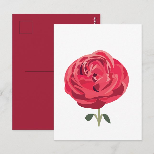 Postal Flor de Rosa Roja Rosa Floral (Anverso / Reverso)