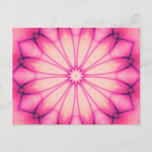 Postal Flor de tinta rosa Mandala (Anverso)
