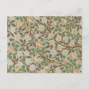 Postal Flor de trébol botánico de William Morris