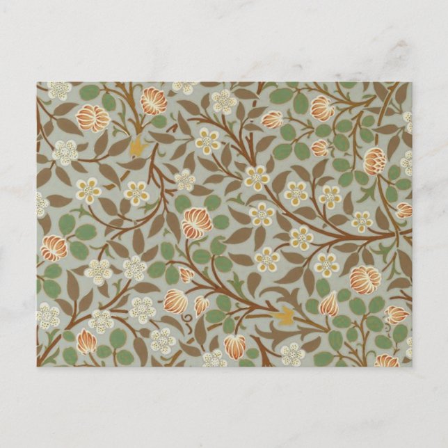 Postal Flor de trébol botánico de William Morris (Anverso)