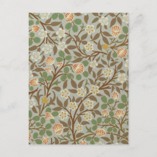 Postal Flor de trébol botánico de William Morris
