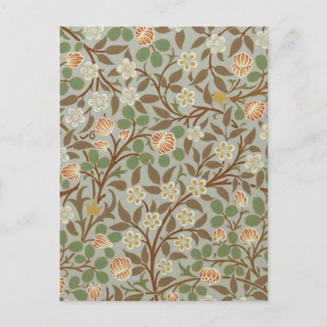 Postal Flor de trébol botánico de William Morris (Anverso)