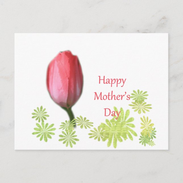 Postal flor de tulipán rojo, feliz día de la madre (Anverso)