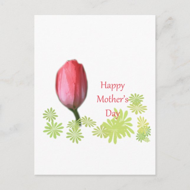 Postal flor de tulipán rojo, feliz día de la madre (Anverso)