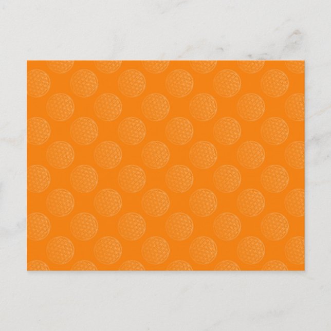 Postal Flor de vida / Blume des Lebens - naranja de patro (Anverso)