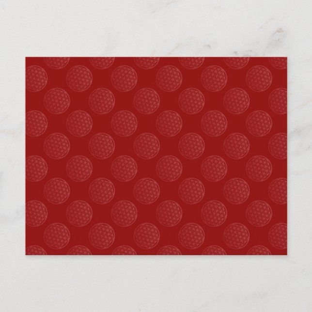 Postal Flor de vida / Blume des Lebens - patrón rojo (Anverso)