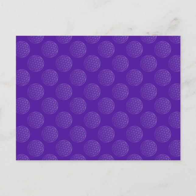 Postal Flor de vida / Blume des Lebens - Violeta patrón (Anverso)