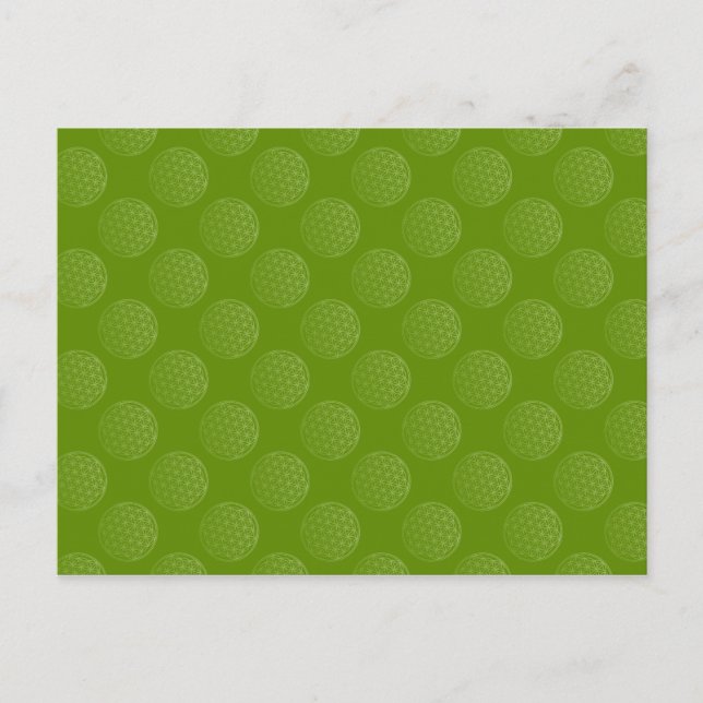 Postal Flor de vida / Blume des Lebes - verde patrón (Anverso)