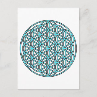 Postal Flor de vida de un solo turquesa