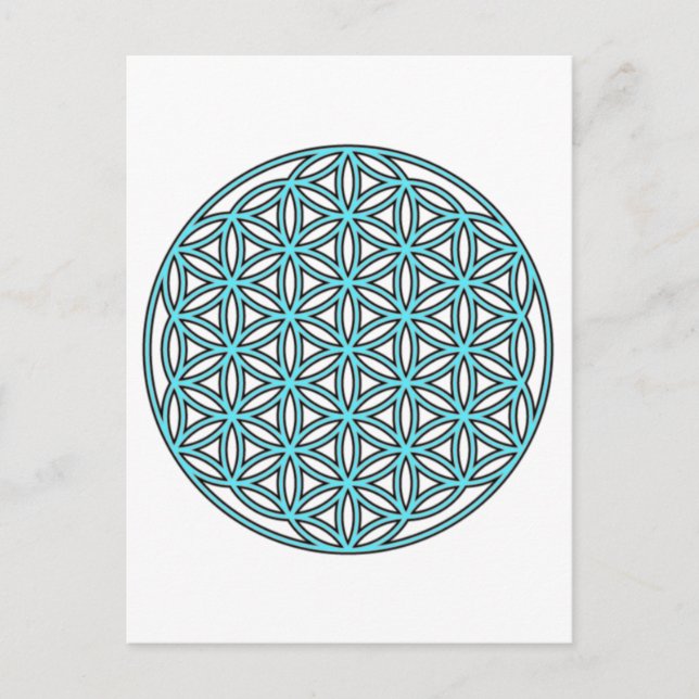 Postal Flor de vida de un solo turquesa (Anverso)